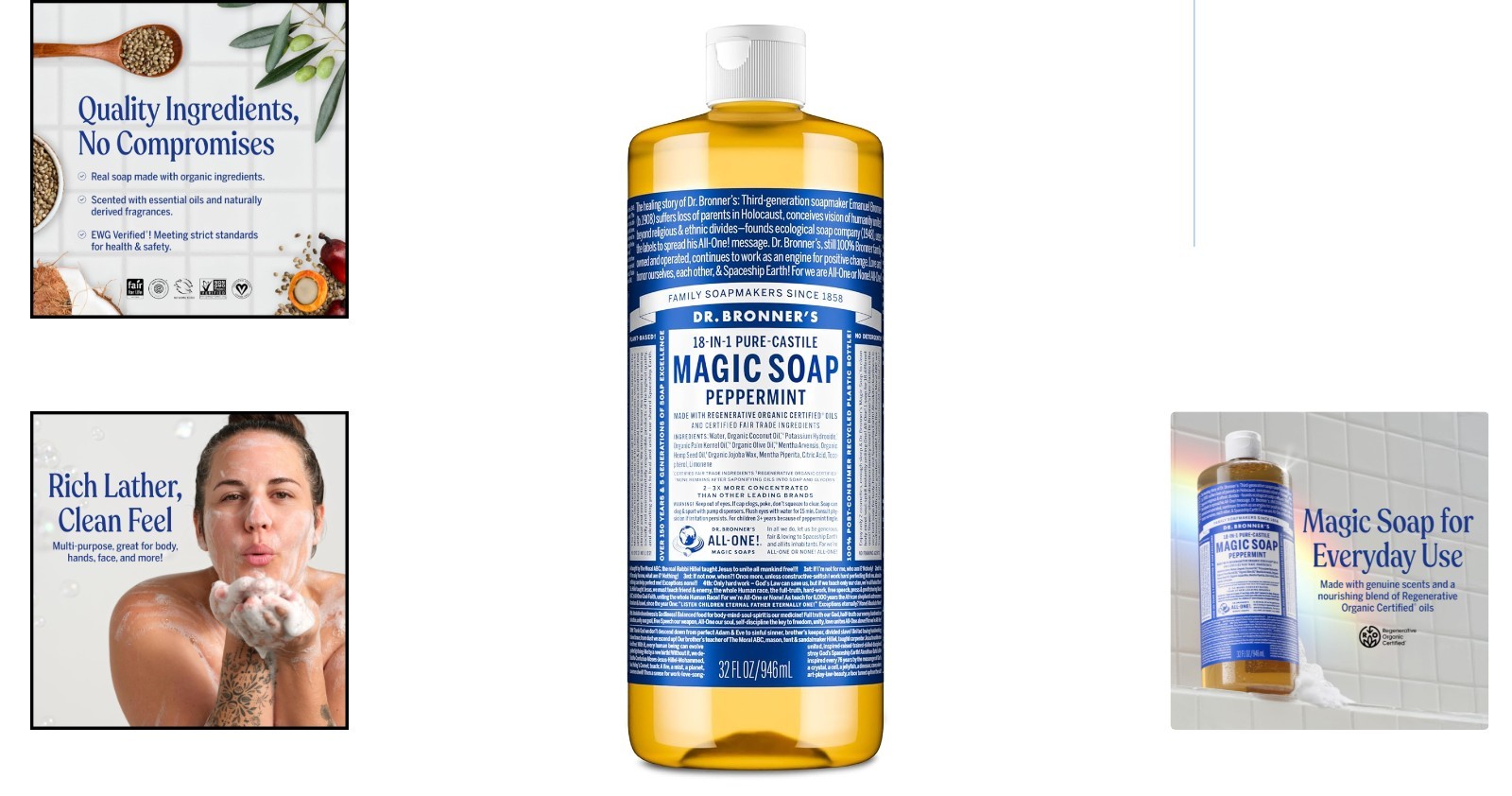 32oz Pure-Castile Magic Soap – Refreshing Peppermint for All Uses