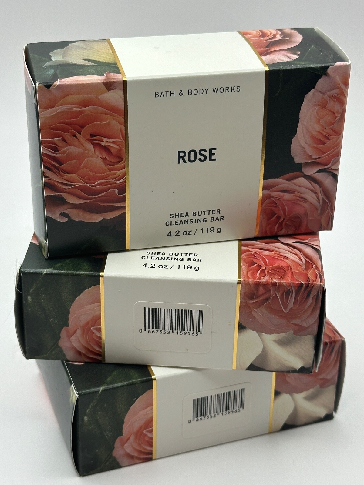 LOT 3 BATH & BODY WORKS ROSE BODY SHEA BUTTER CLEANSING BAR SOAP 4.2 OZ SHEA NEW