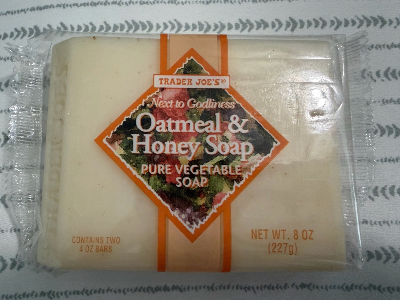 Trader Joe’s Oatmeal & Honey Soap.Vegetable Based 8 oz Multipack contains 2 bars