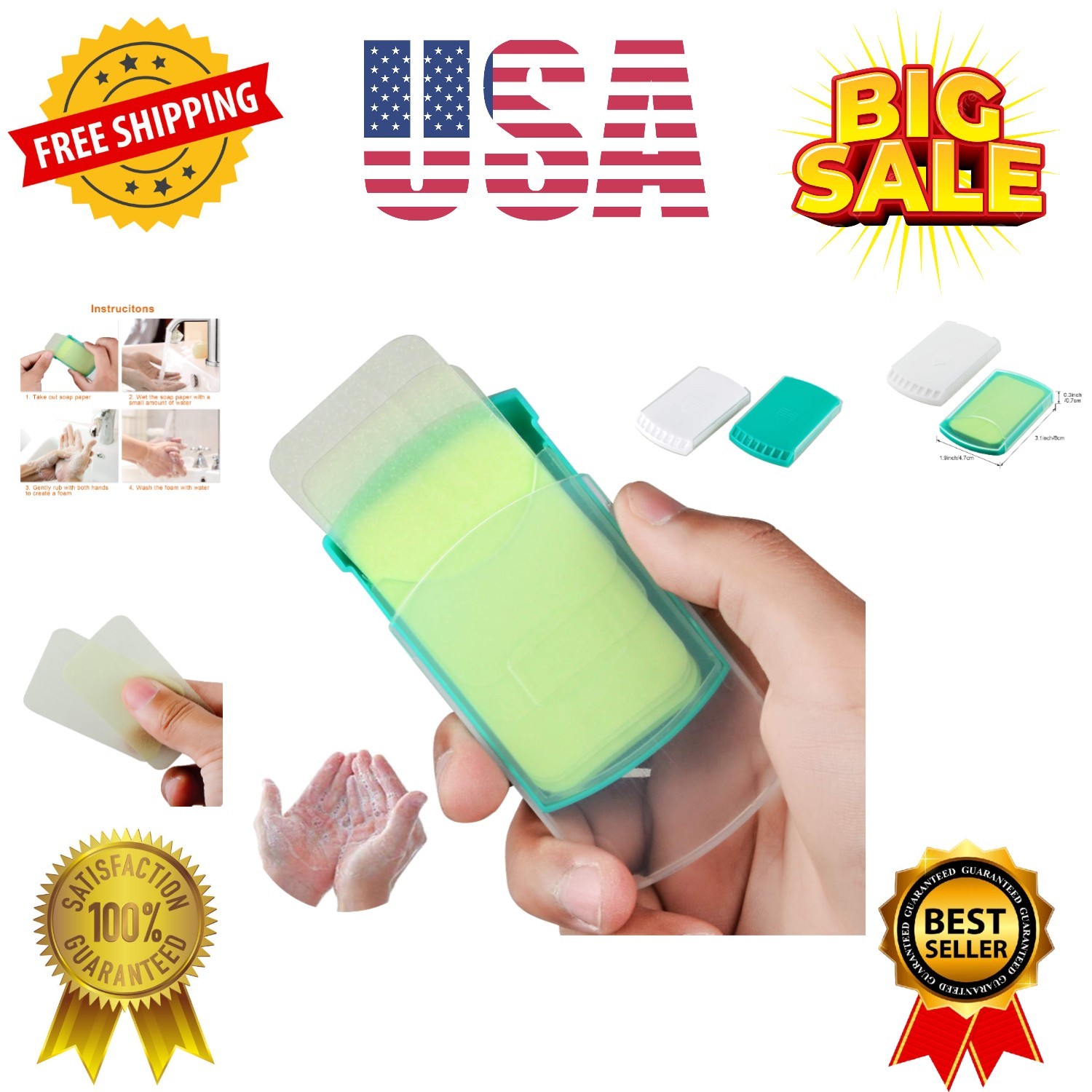 2 Boxs 100 Sheets Hand Washing Soap Sheets for Outdoor Travel,Portable Campin…