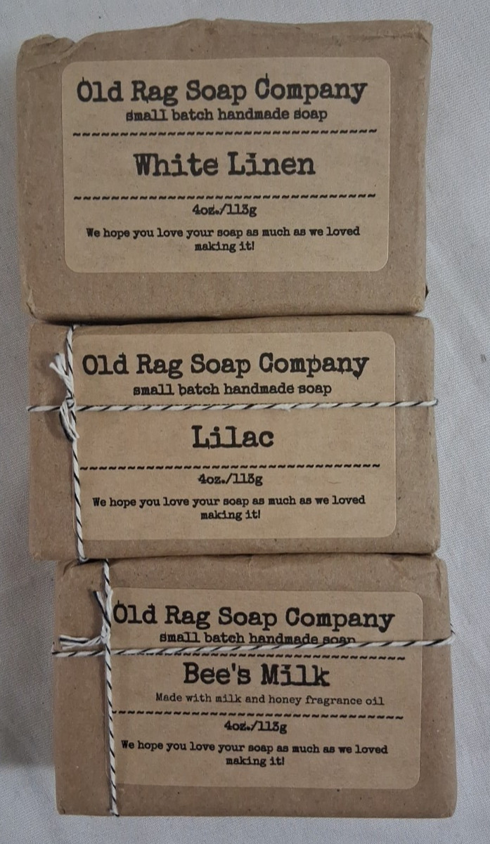 Old Rag Soap Company Small Batch Soap 3 Pack Lilac White Linen Bee’s Milk