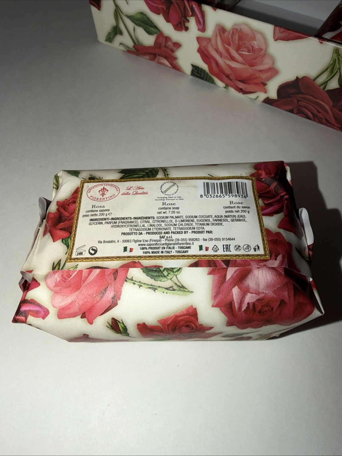 SAPONIFICIO ARTIGIANALE FIORENTINO *ROSE BLOSSOM *3 x 7.05 ozHandmade TuscanSoap