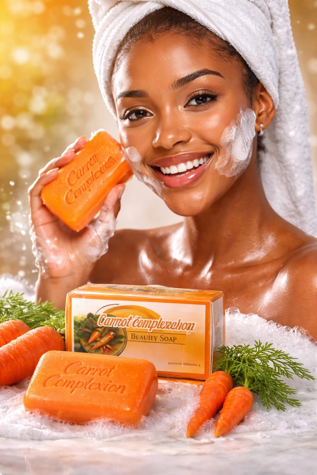 12-BAR- CARROT COMPLEXION SOAP BEAUTY BAR WITH CARROT OIL 125g (each) BRAND NEW!