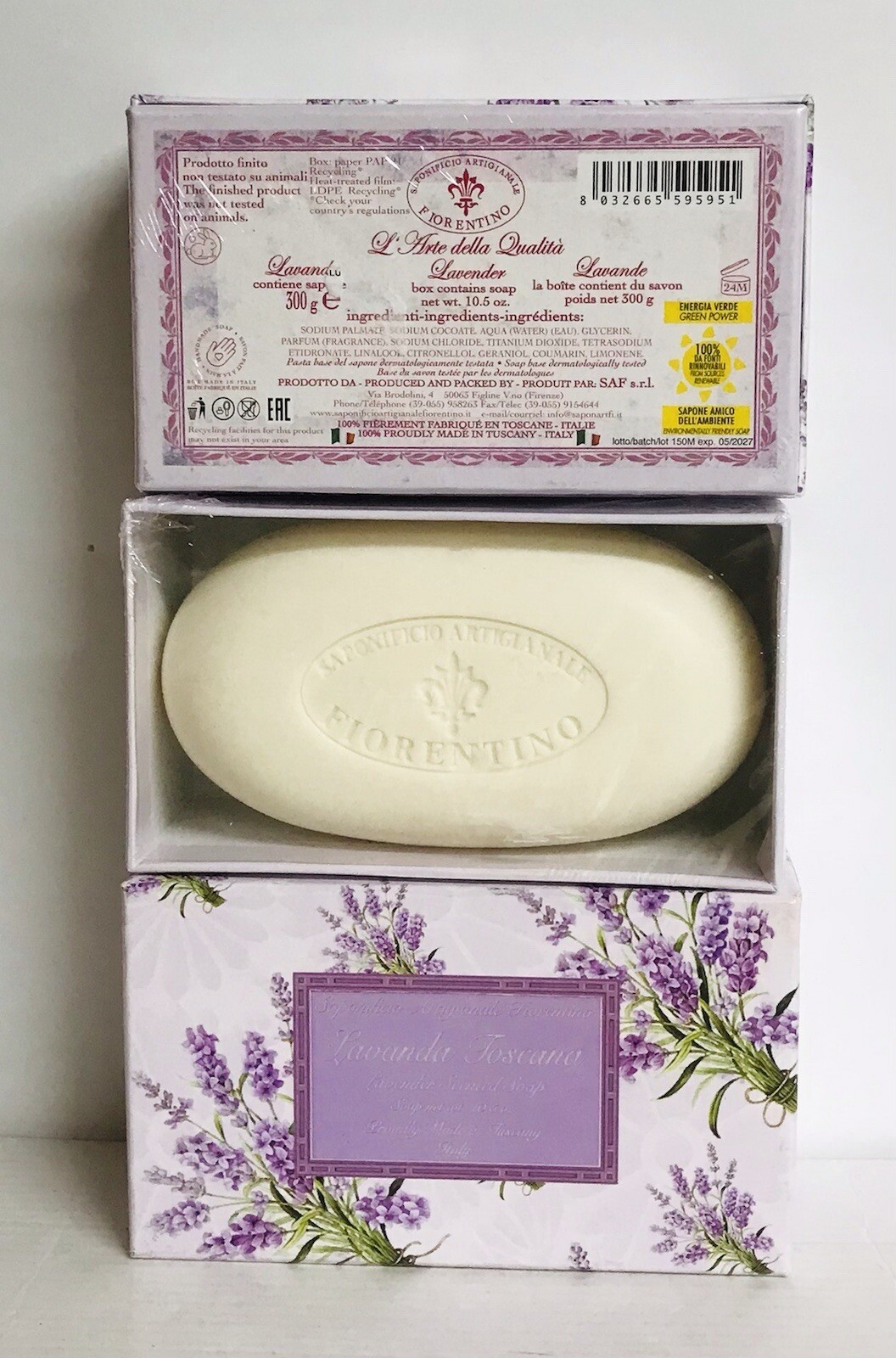 3-Pack Saponificio ~ Lavender Handmade Bar Soap from Tuscany Italy 10.5 oz Each