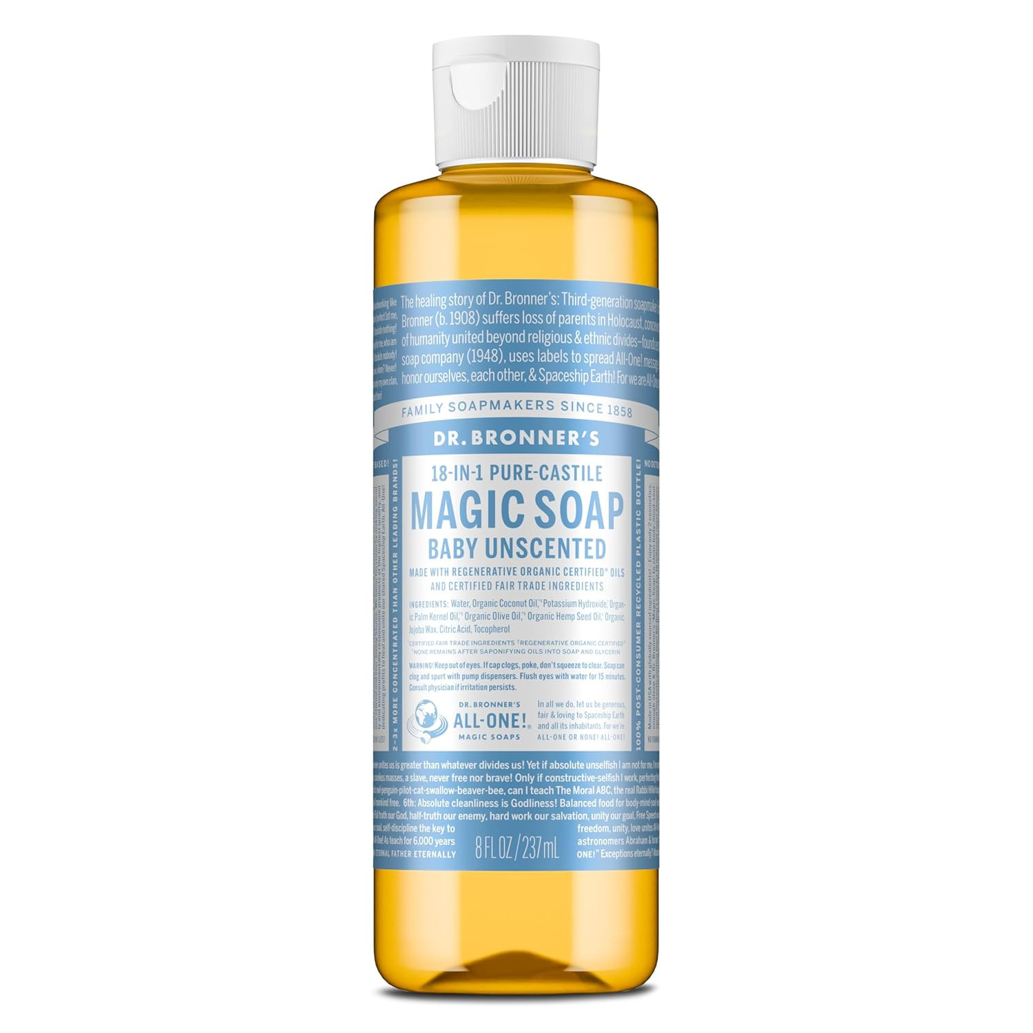 Dr. Bronner’s Baby Unscented Pure-Castile Soap 32 oz – Organic & Multi-Use