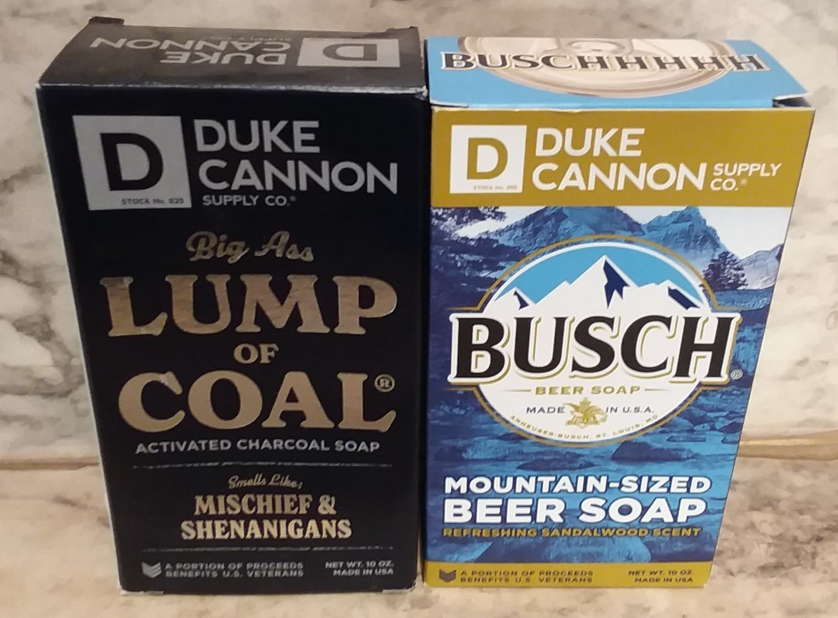 2 New DUKE CANNON Big Ass Soap Bars 10oz – Busch Beer & Lump of Coal – NIB