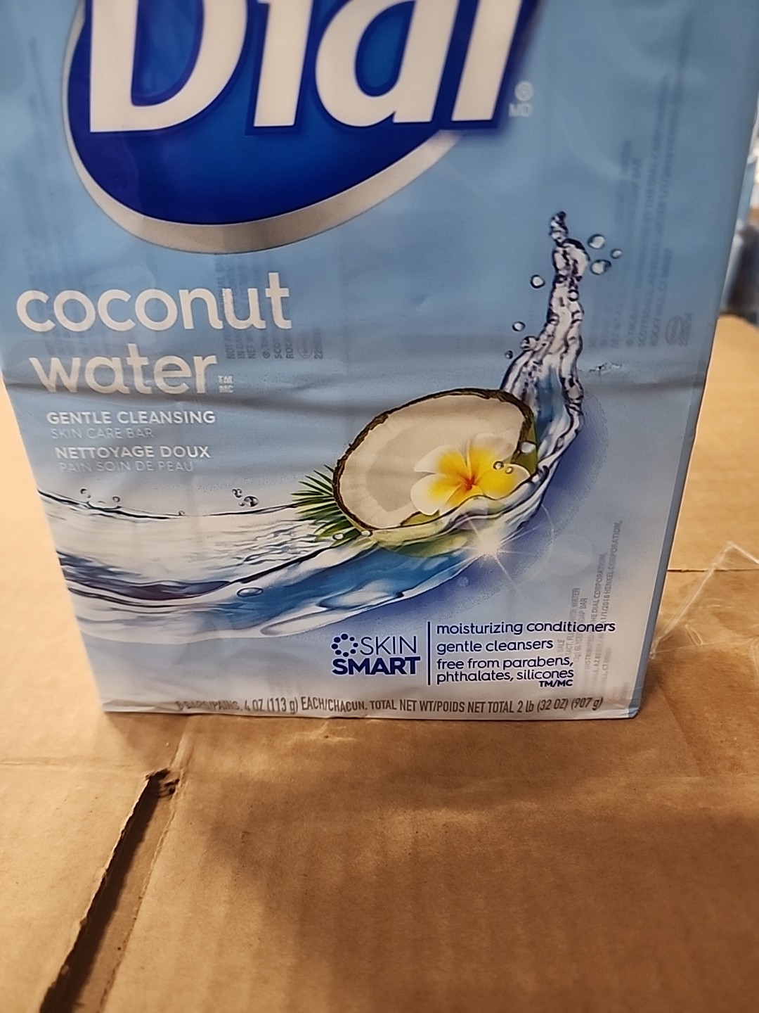 Dial Coconut Water Bar Soap Skin Gentle Cleansing 4 Ounce, 8 Bar Pack LOT