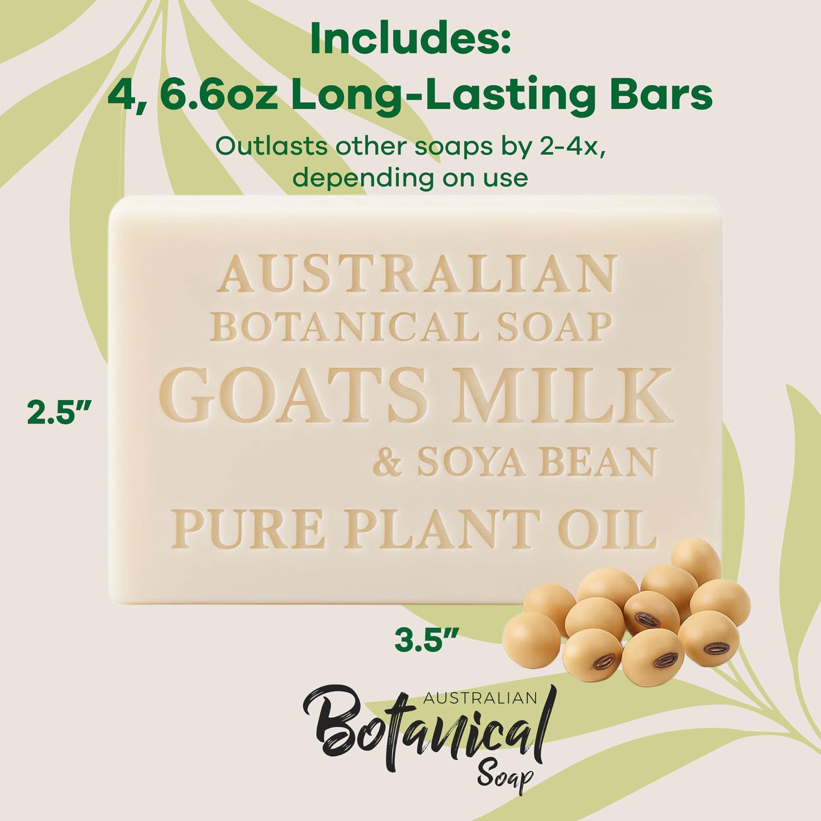 Australian Botanical Soap 6.5 OZ Pack of 4, Goat Milk Ounce (Pack 4)