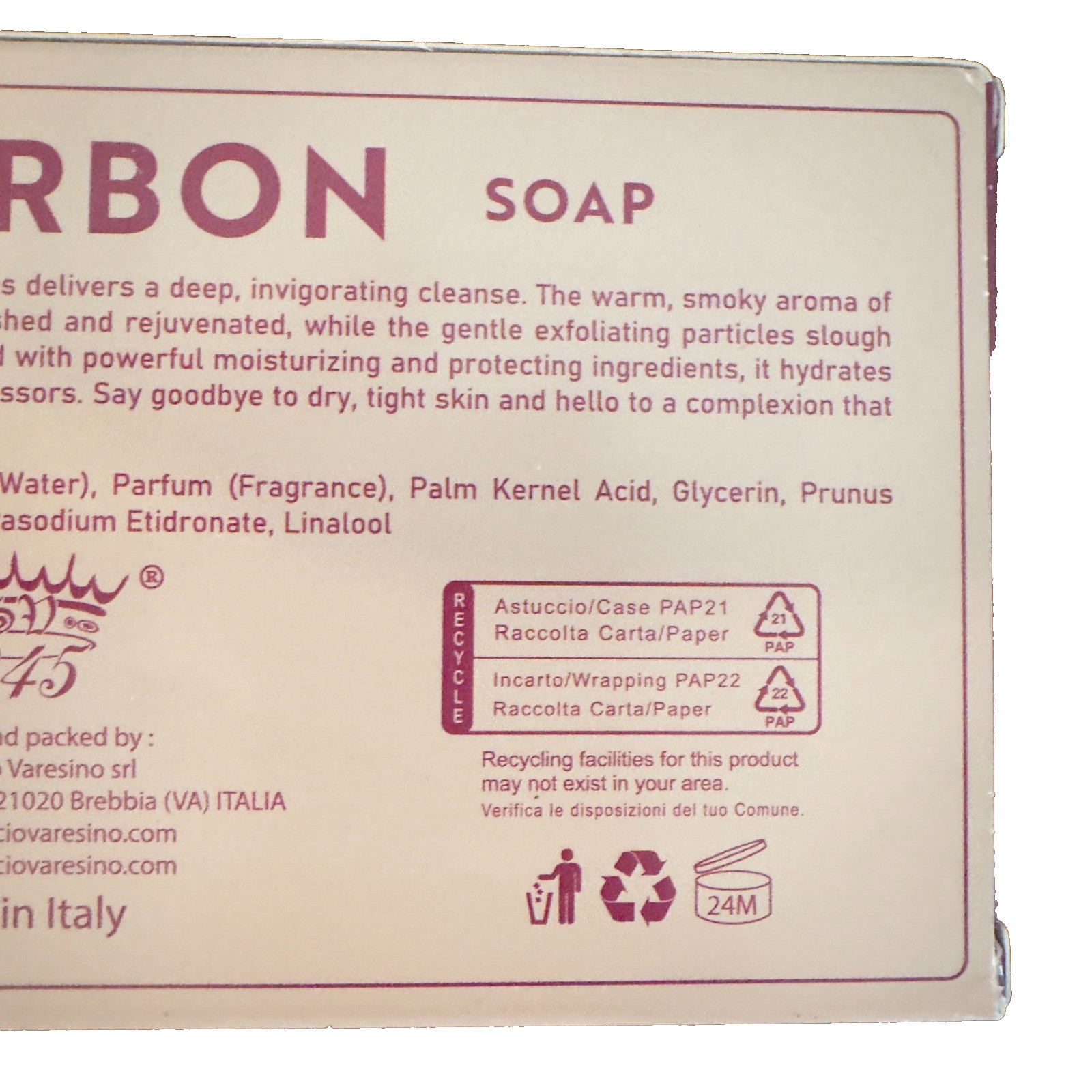 Saponificio Varesino 1945 Bourbon Scrub Bar Soap 3 Bars – 15.8oz per bar