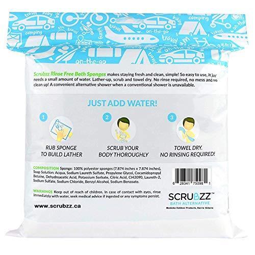 Scrubzz Disposable No Rinse Bathing Wipes – 25 Pack – All-in-1 Single Use Shower
