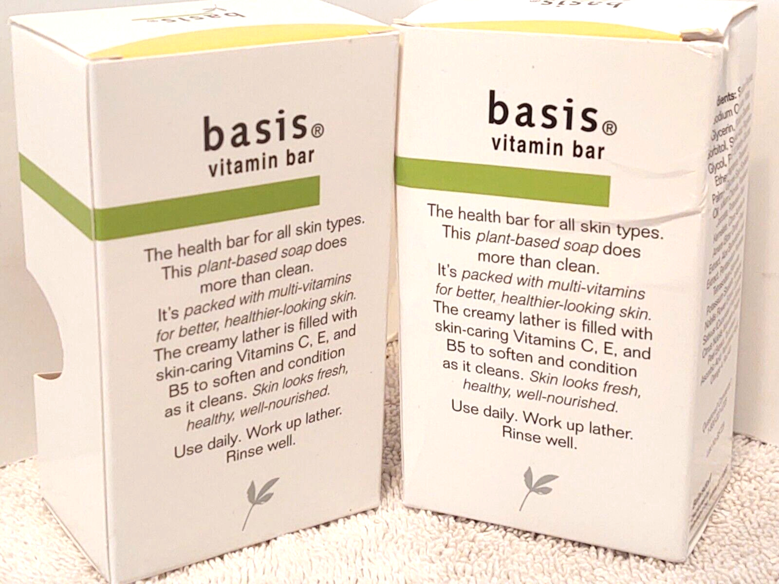 Basis Vitamin Bar Soaps 2 bars Cleans and Softens with Vitamin C, E, and B5