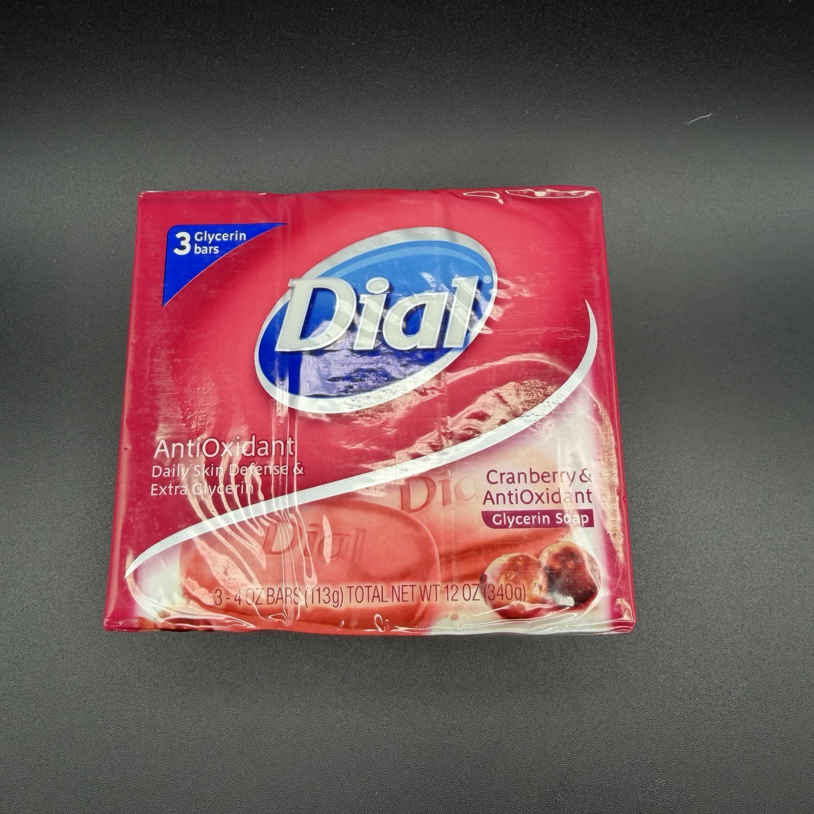 Dial Cranberry & Antioxidant Glycerin Soap 3 Bars 4oz Sealed NEW Old Stock NLA