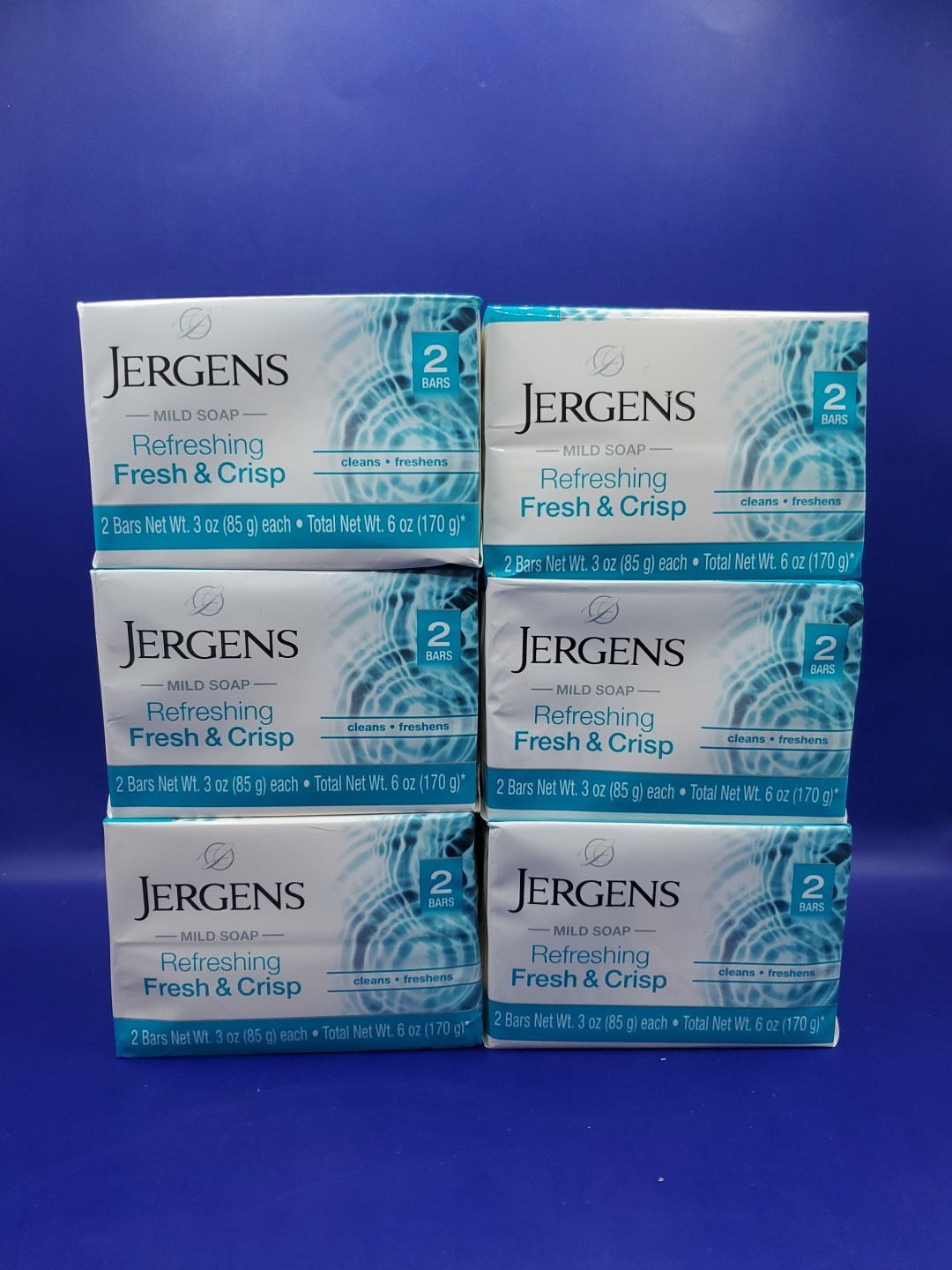 6 Packs of 2 Jergens Mild Soap Bar Refreshing FRESH & CRISP (12 Bars) New