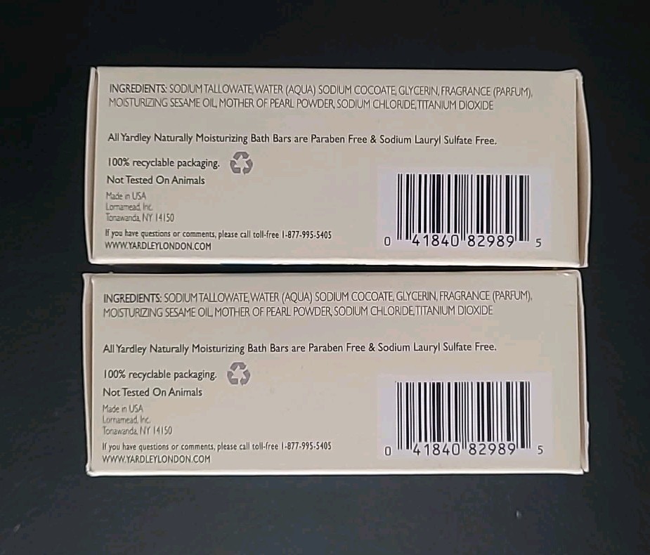 2 Yardley of London Jasmine Pearl Moisturizing Bath Bar Soaps (B3-K1)