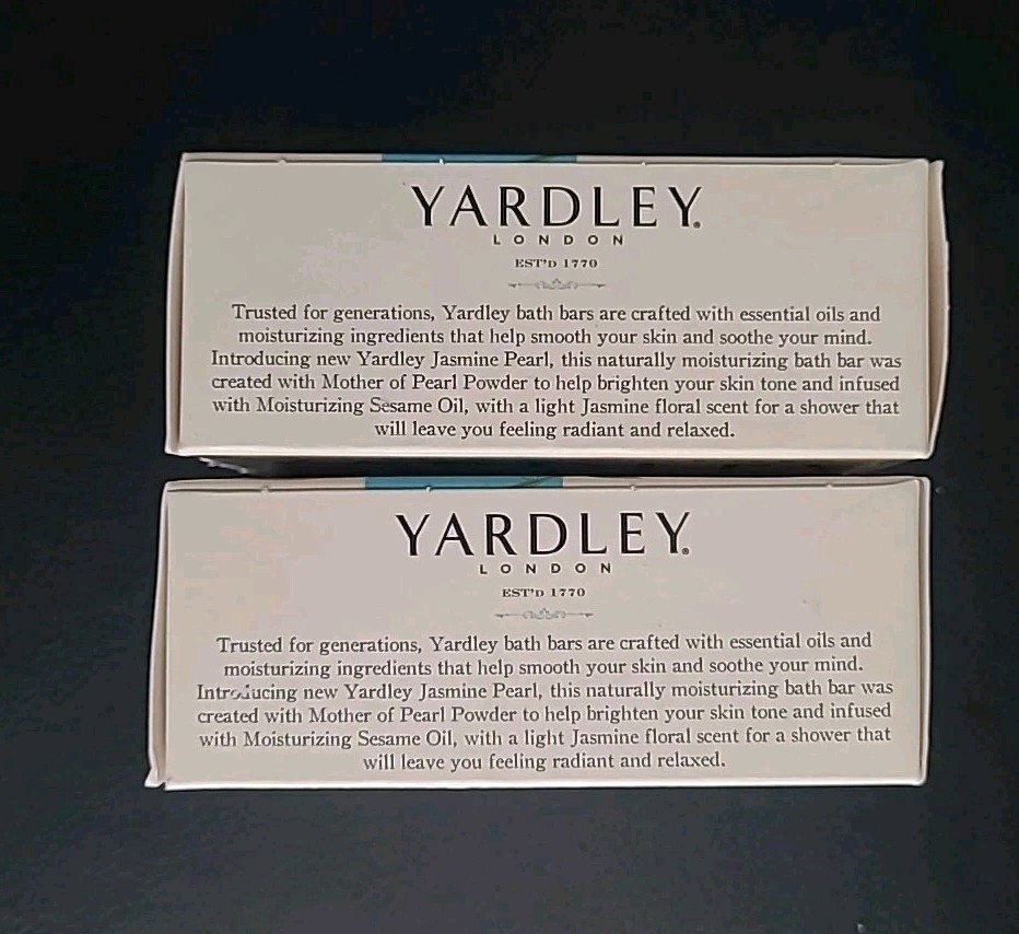 2 Yardley of London Jasmine Pearl Moisturizing Bath Bar Soaps (B3-K1)
