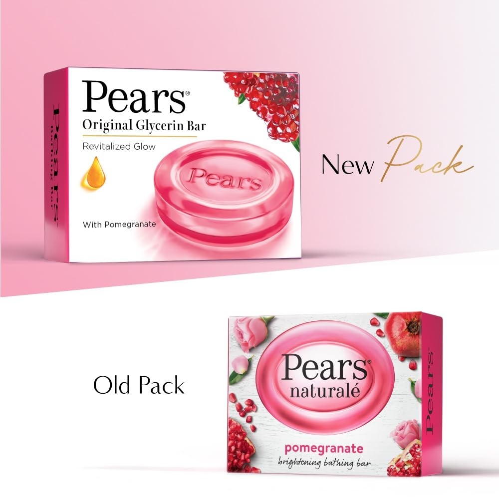 Pears Original Glycerin Soap Bar 125g x4 Pomegranate Revitalized Glow