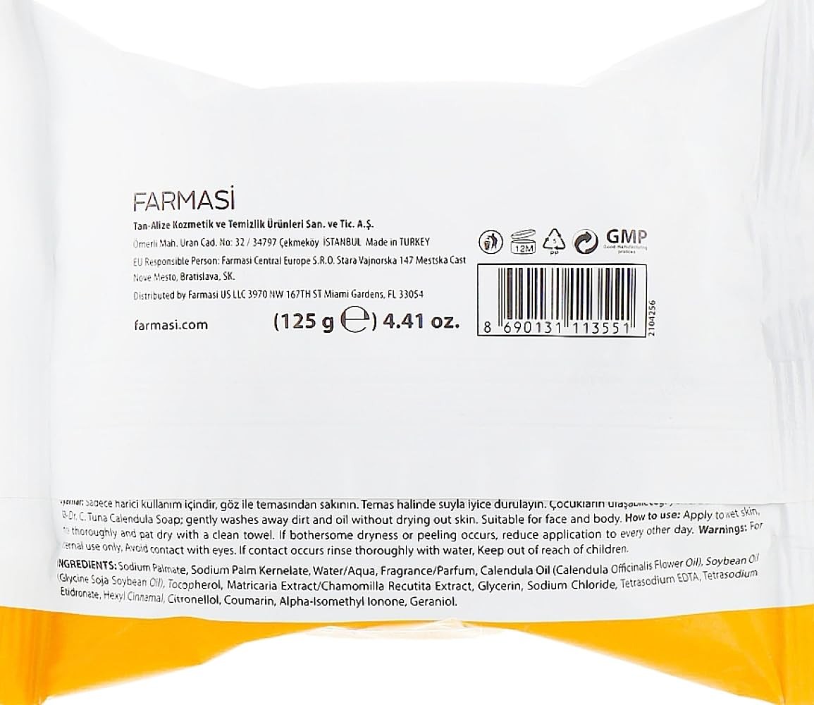 Dr. . Tuna Calendula Soap Bar, Calendula Oil and Chamomile Extract Formula fo…