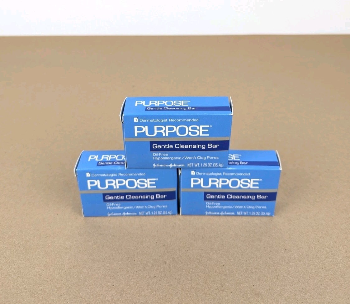 NEW 1998 Purpose Gentle Soap Bar 1.25 oz Small Travel Size 3 Pack Bars NOS