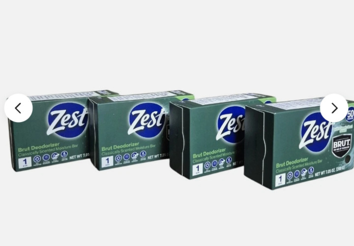 4 New Zest Brut Deodorizer Classic Scent Moisture Bar Soap 7.05 oz FREE SHIPPING