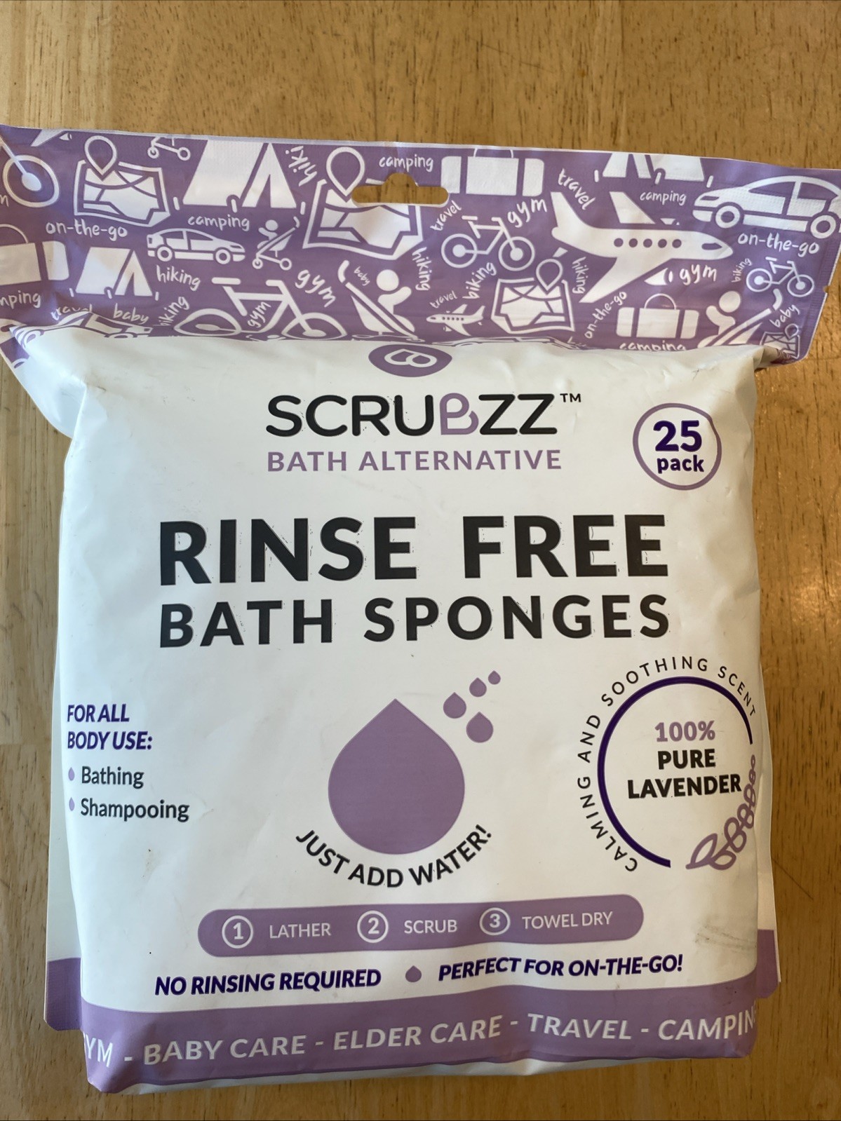 Disposable No Rinse Bathing Wipes – 25 Pack – All-in-1 Single Use Shower Wipe