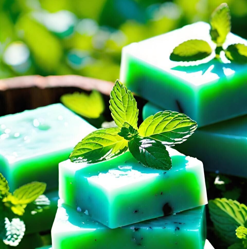 Peppermint Handmade Organic Soap Bar Natural Oil Wonderful Scent Premium Body