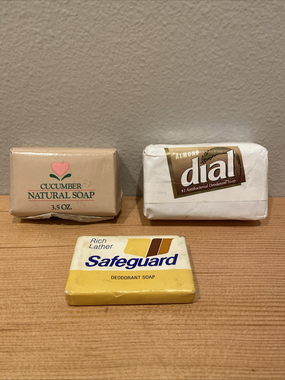 Mixed Lot Of Vintage Soap Bar Almond Dial Cucumber Safeguard