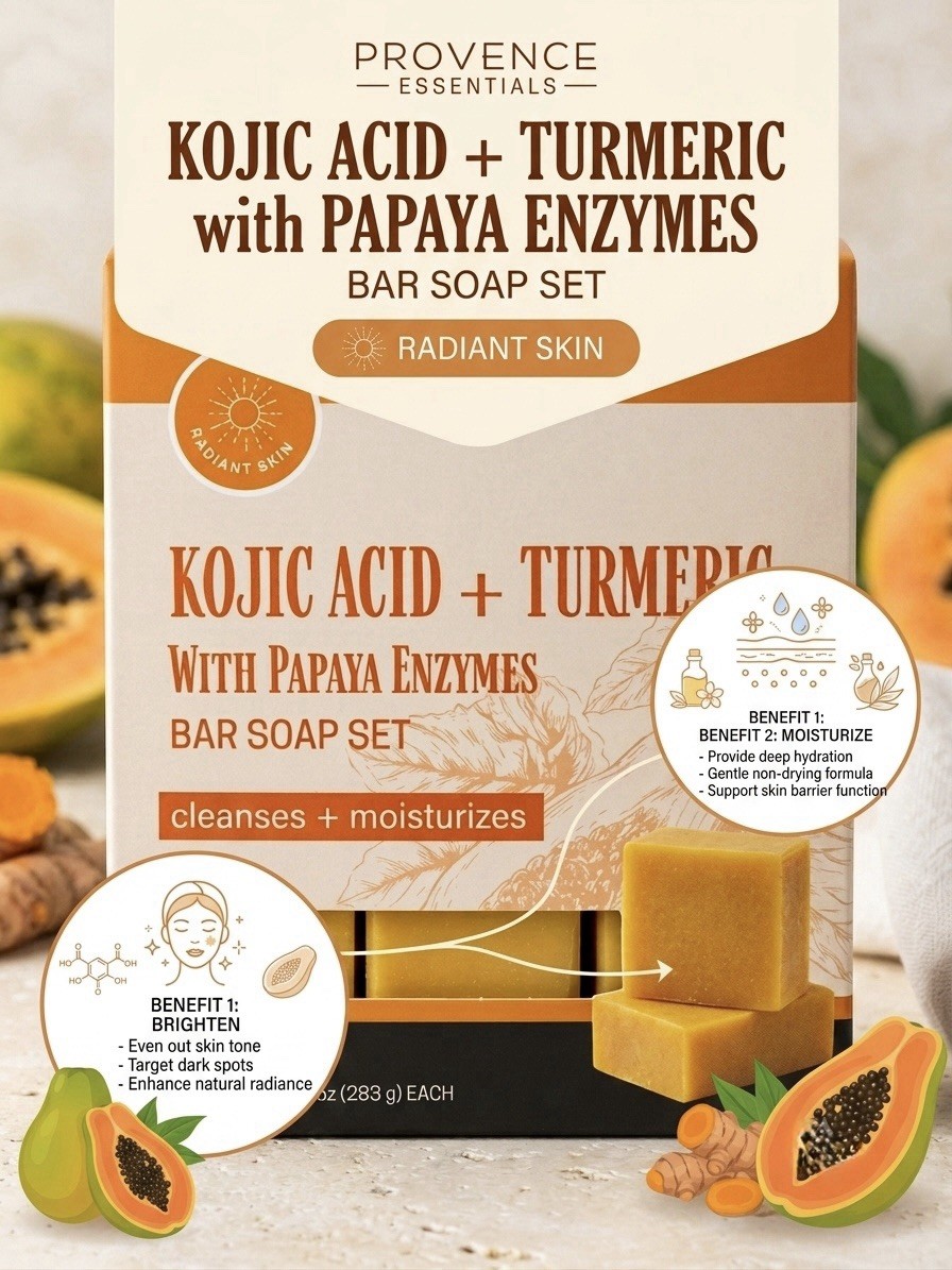 Provence Essentials Turmeric OR Kojic Acid + Turmeric Bar Soap Set – 3 Bar/Pack