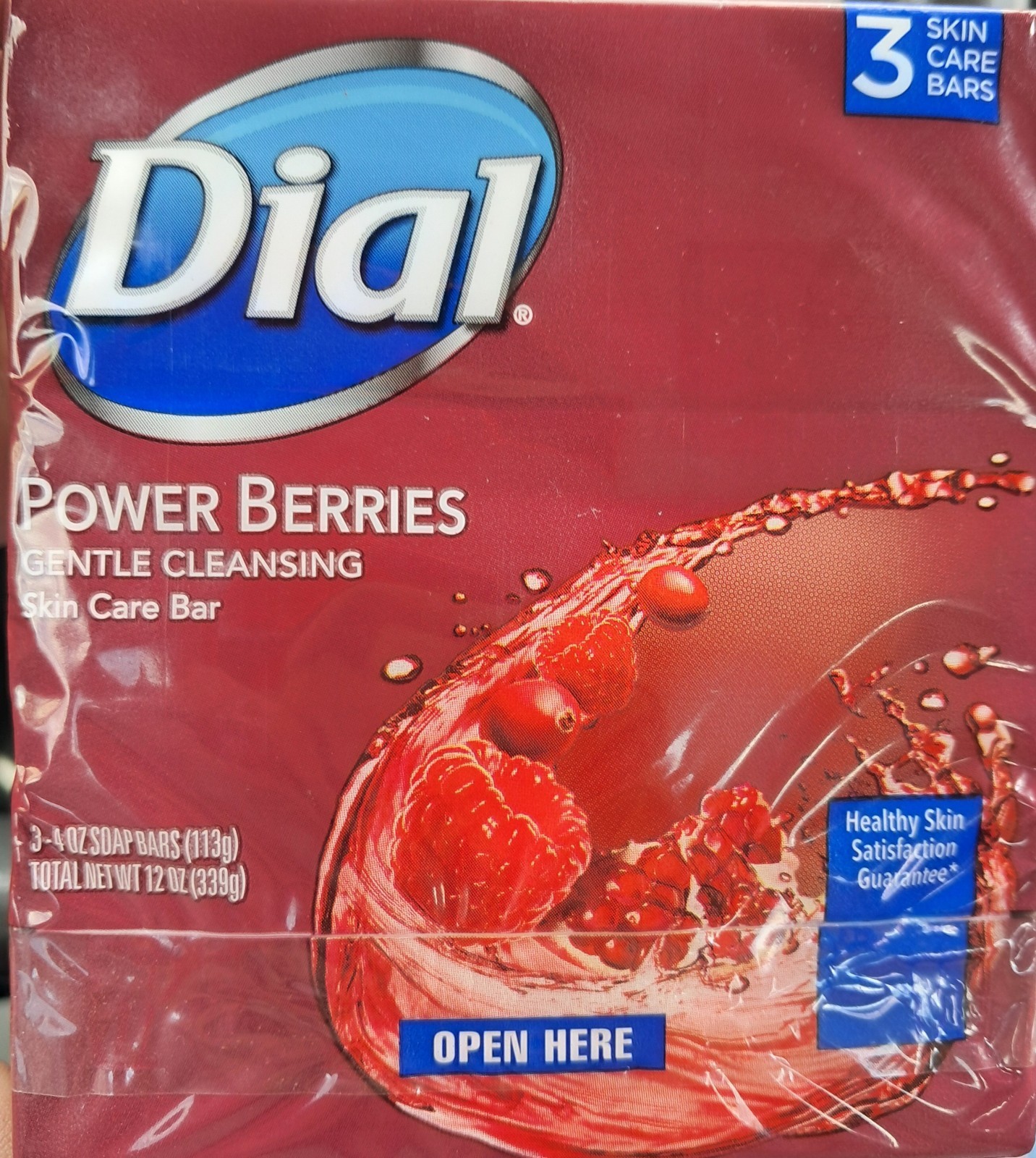 Dial Glycerin Soap Bars Power Berries Raspberry Pomegranate 3 Pk 4oz Bars “Rare”