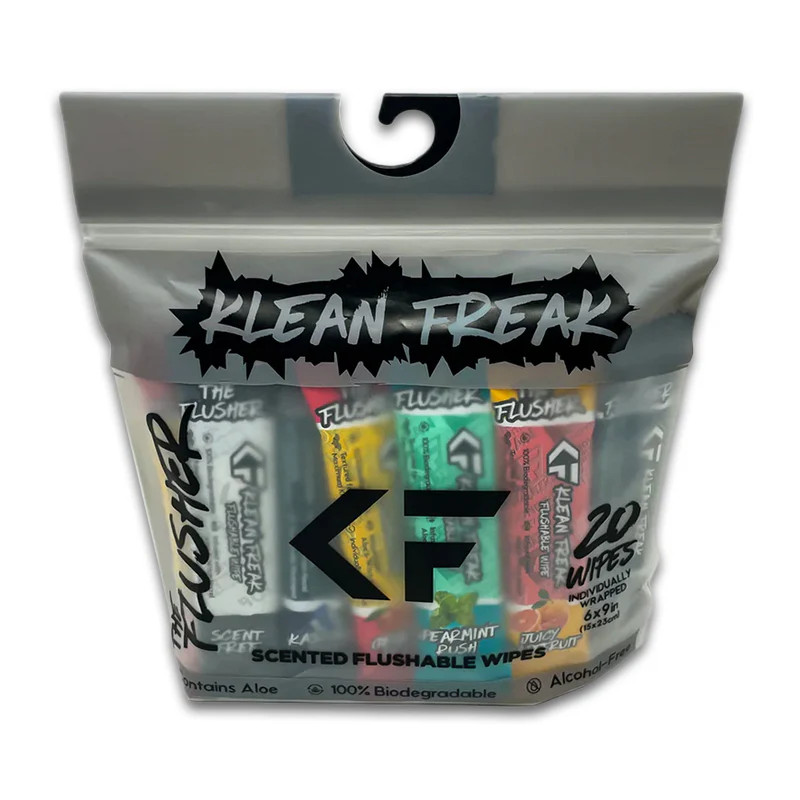 Klean Freak Flushable Wet Wipes Disposable Rinse Free Scented 20 Pack