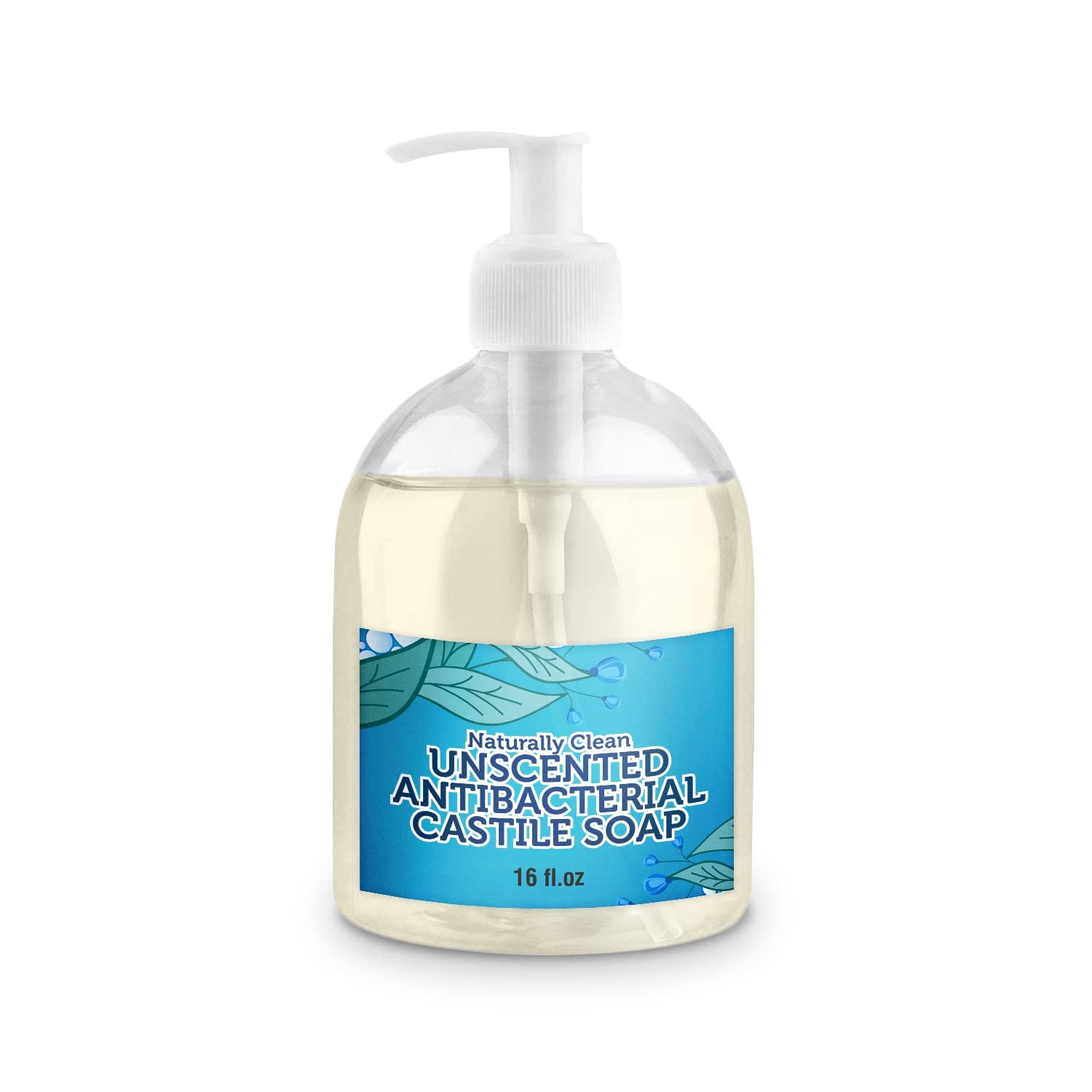 Antibacterial Unscented Pure Castile Liquid Soap for , Hand & Body Wash – Veg…