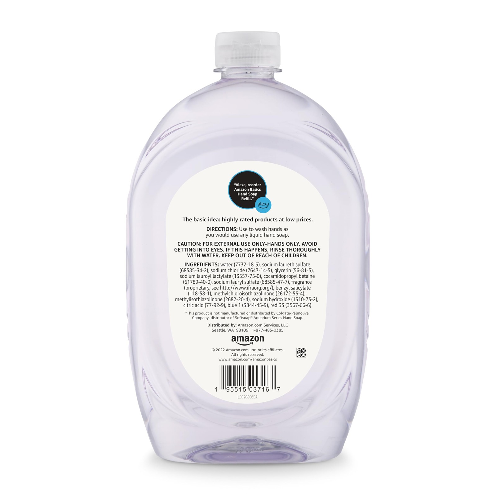 Amazon Basics Gentle & Mild Clear Liquid 50 Fl Oz (Pack of 1), pale purple