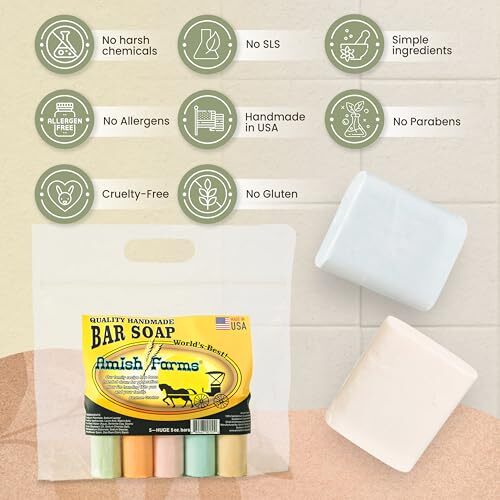 Amish Farms Bar Soap w/All Natural Bentonite Clay | Made in USA, Vegan for