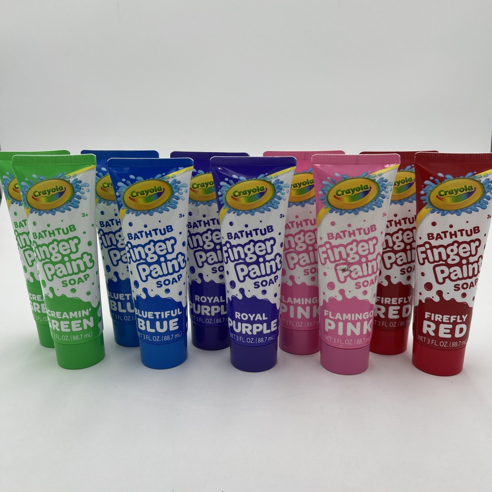 NEW!! Crayola 10pc 3oz Bathtub Finger Paint Soap Set Blue Red Green Pink Purple