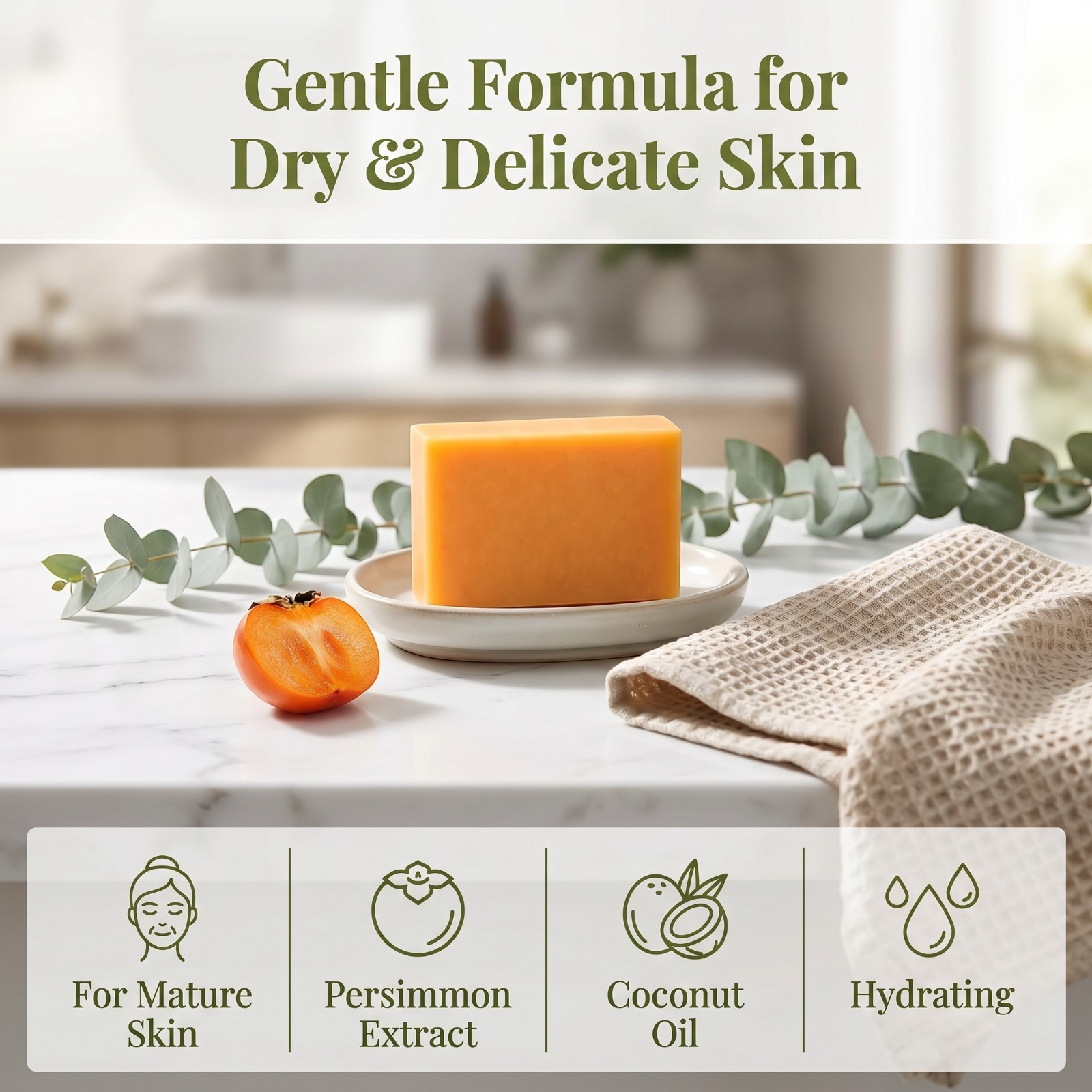Kaori Persimmon Soap Deodorizing Moisturizing for Mature Skin