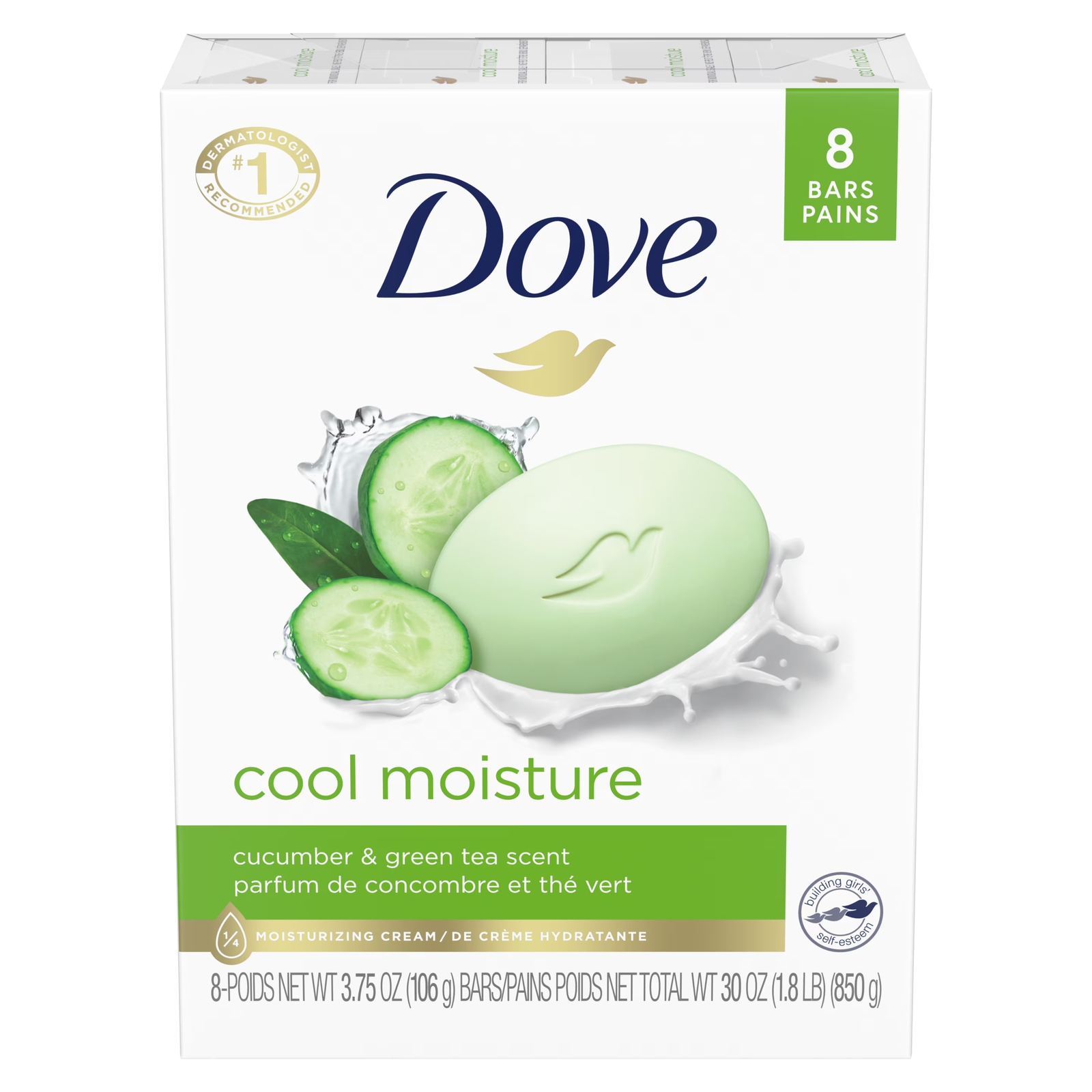 Dove Beauty Bar – 8 x 3.75 oz – Cucumber and Green Tea – Cool Moisture