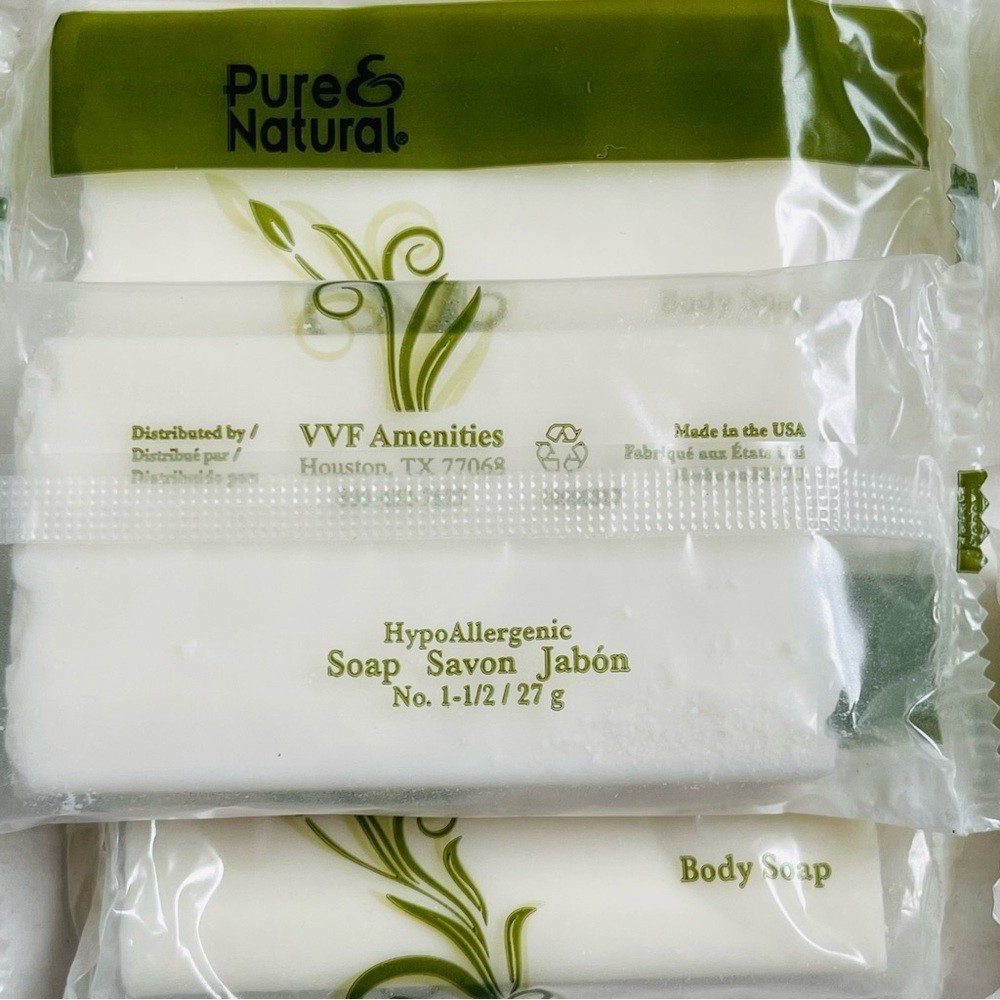 Pure and Natural Body Soap Mini Travel Size Individual Wrap 12 Pieces