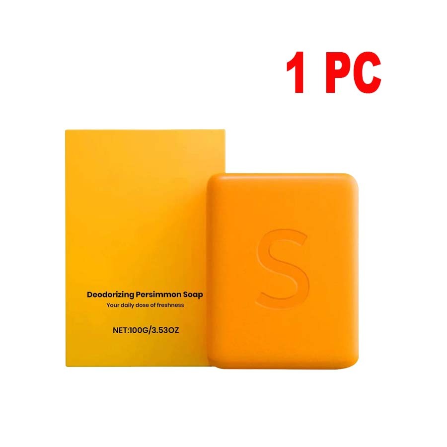 1-5PC Persimmon Soap Bar Body Odor Control Deodorant Soap for Men & Women USA