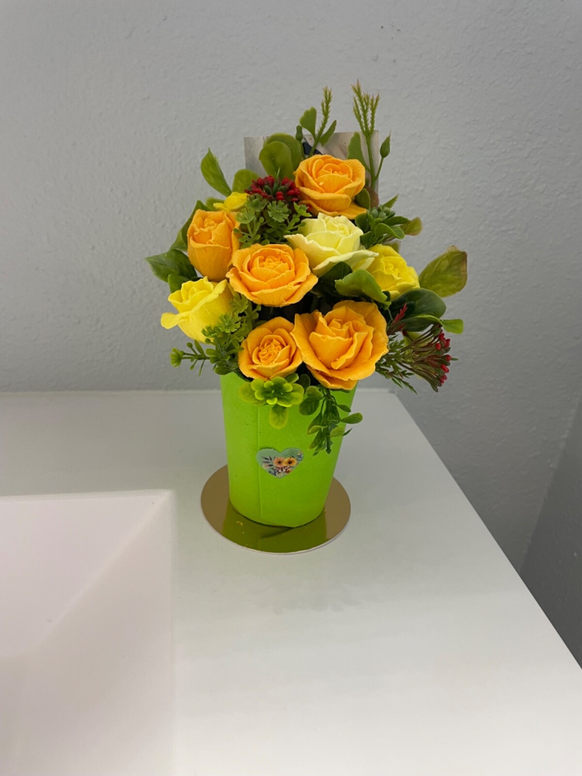 Hand made soap flowers, soap bouquet, yellow orange roses, soap gift Ukraine