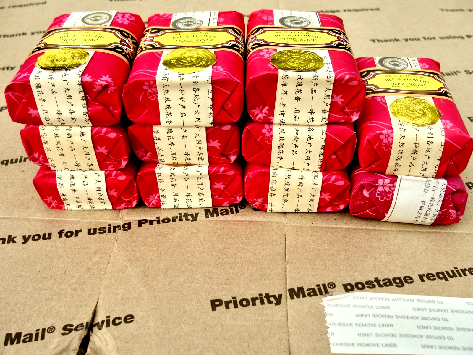 11 Pack Case – Bee & Flower Rose Scent, Vintage Body Soap FREE SHIPPING