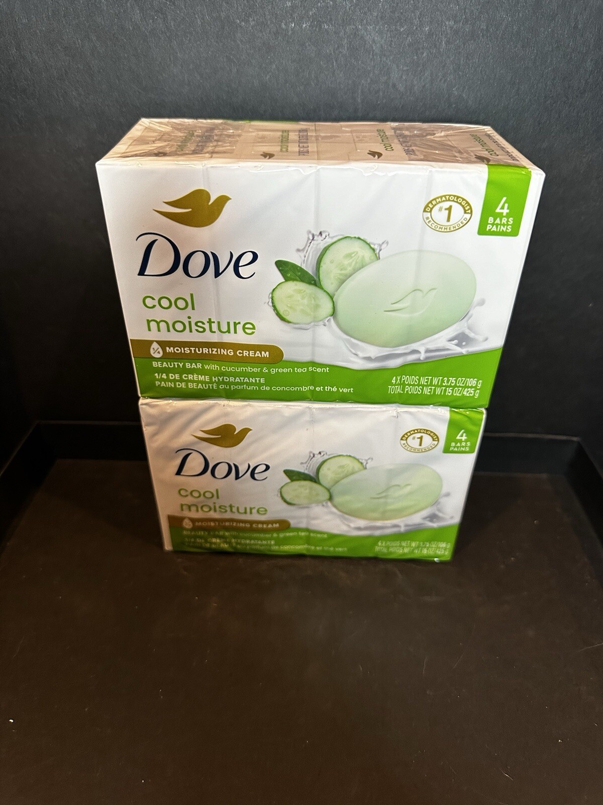2 Pack Dove Cool Moisture Moisturizer Cream Bars, Cucumber and Green Tea, 3.7…