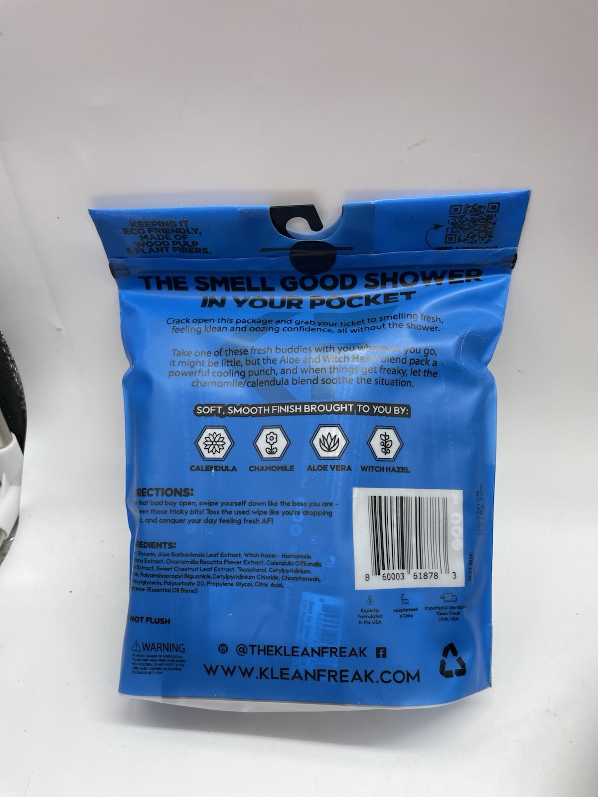Klean Freak Disposable Rinse Free Scented Wet Wipes Body Cleaning Wipes 12-Pack