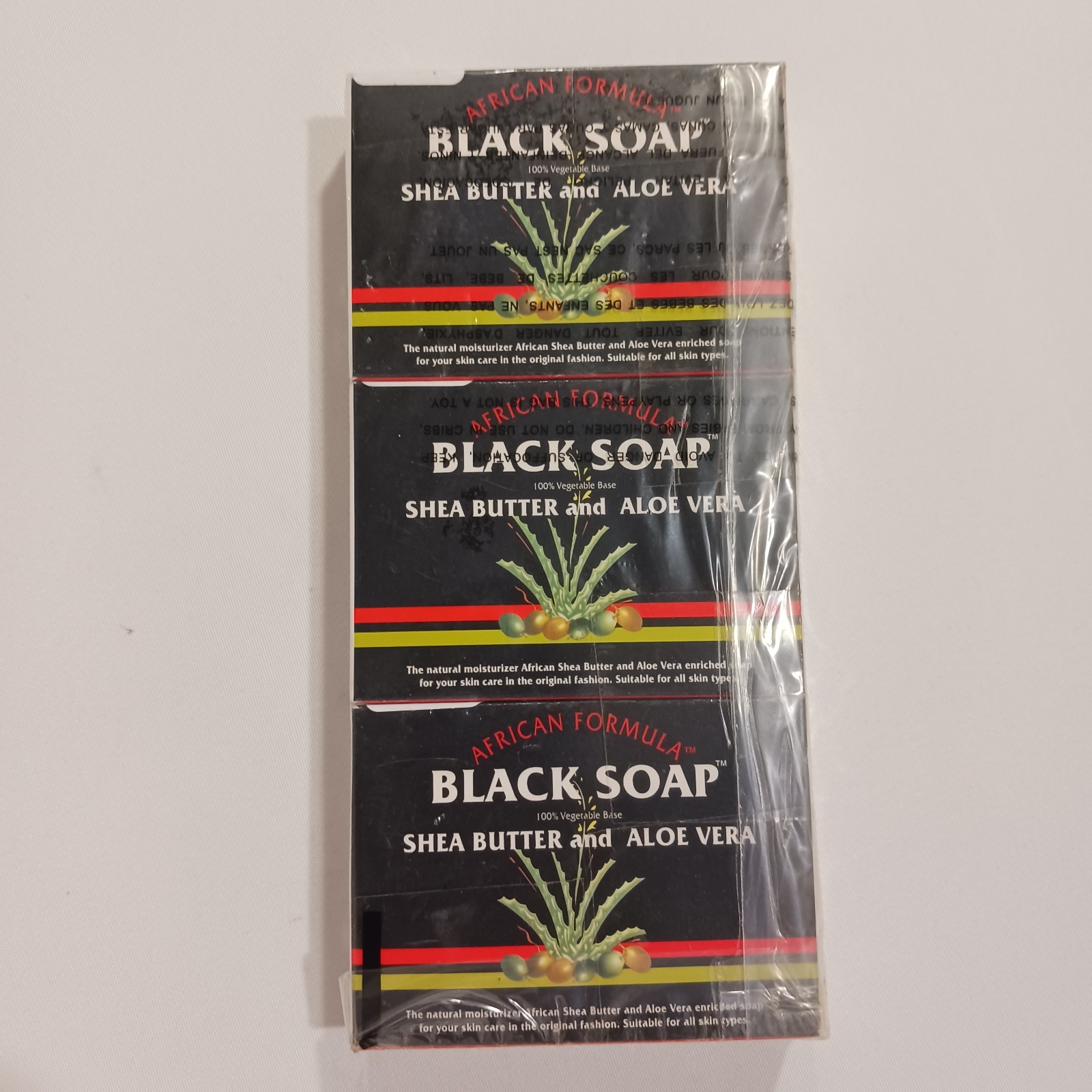 (Pack of 3) African Formula Black Soap with Shea Butter & Aloe Vera Bar – 3.5 oz