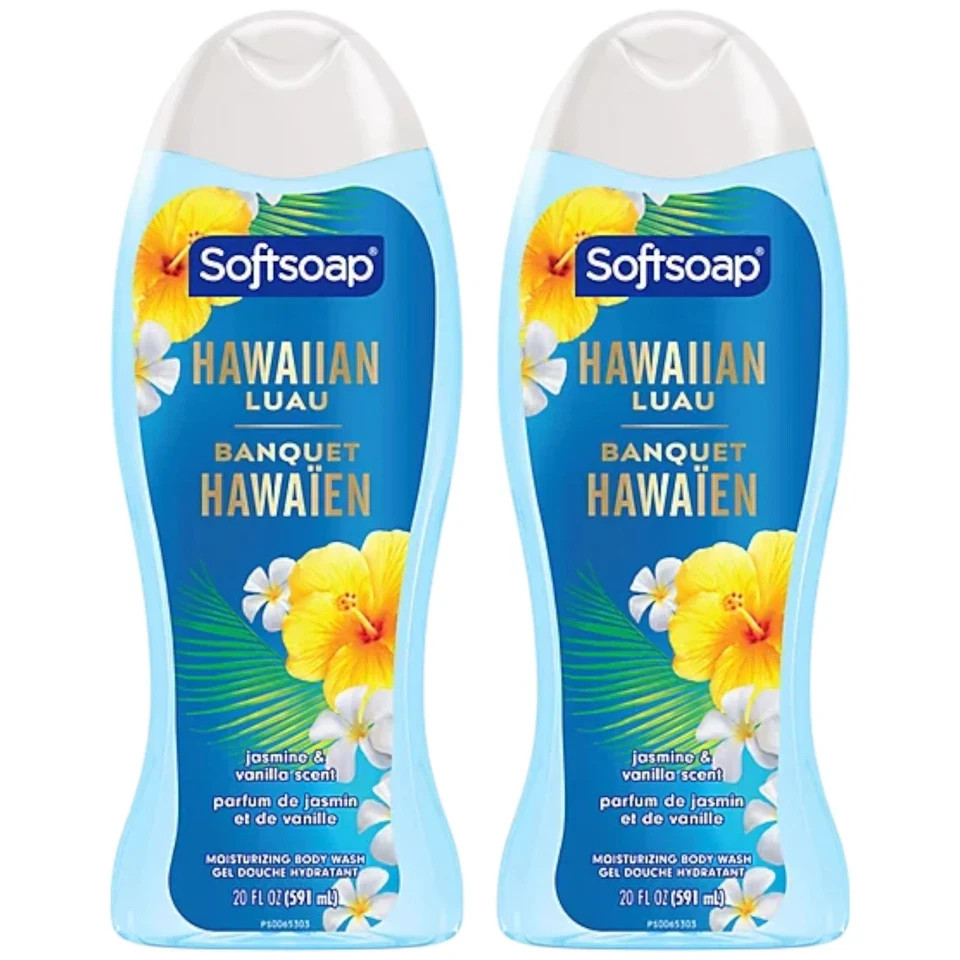 Moisturizing Body Wash Hawaiian Luau, Jasmine and Vanilla Scent, 20oz PACK OF 2