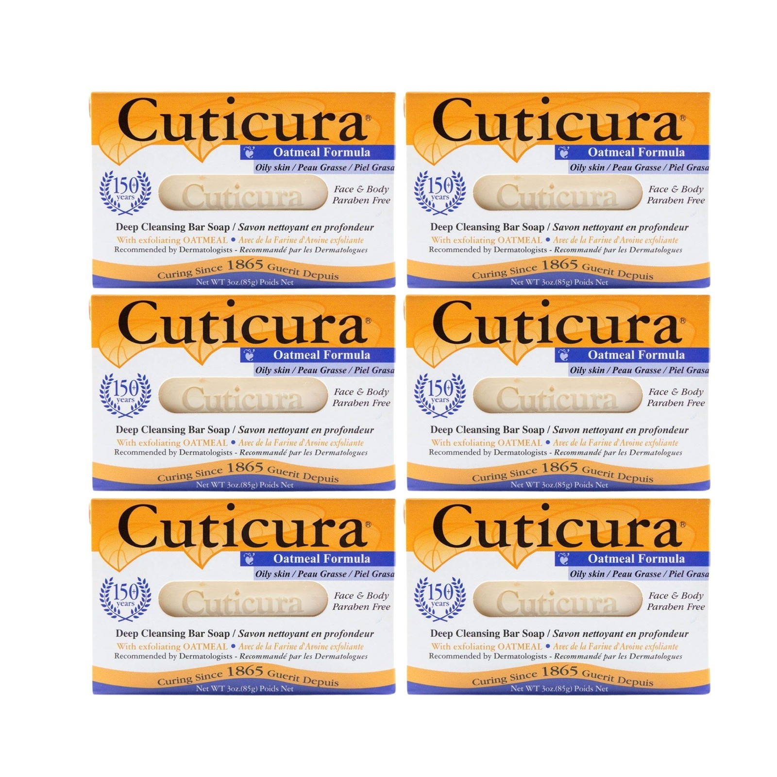 Cuticura Oatmeal Formula Deep Cleansing Bar Soap – Oily – 3 OZ (Pack of 6)