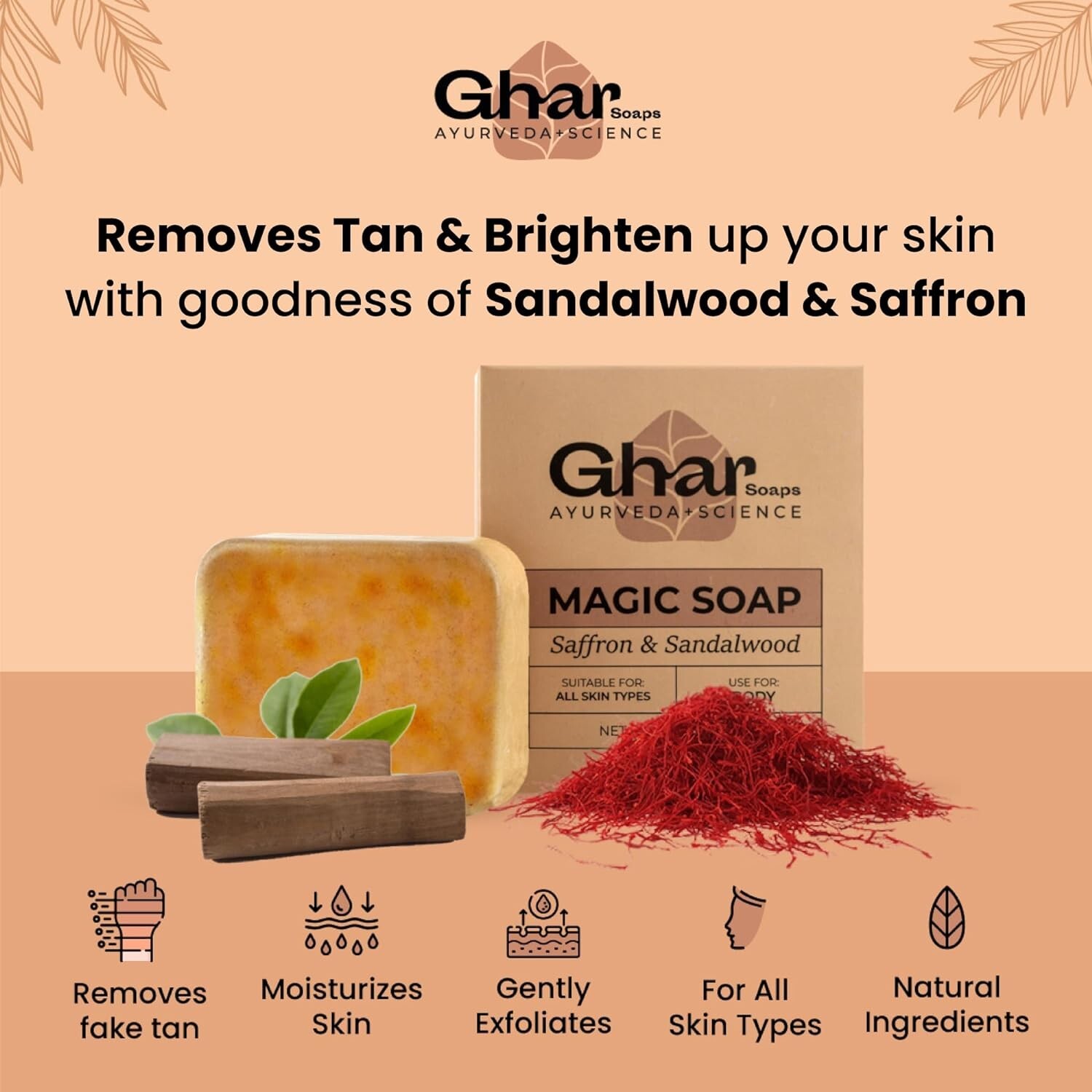 Ghar Soaps Sandalwood & Saffron Magic Soaps For Bath (100 Gms Pack Of 2)