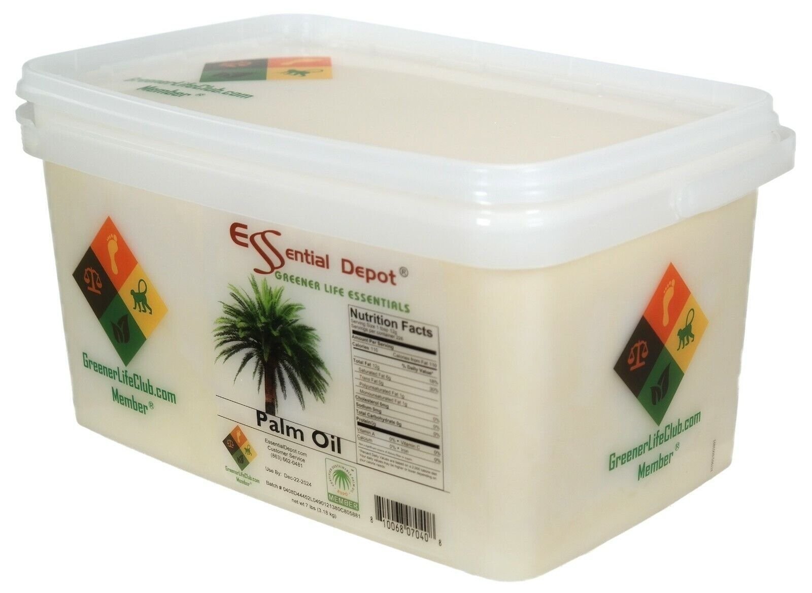 Palm Oil – RSPO, Food Safe – 7lb – Greener Life Club Box