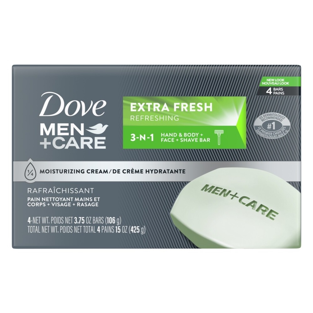 Dove Men Care Bar – 4 x 3.75 oz – Extra Fresh – 4 count