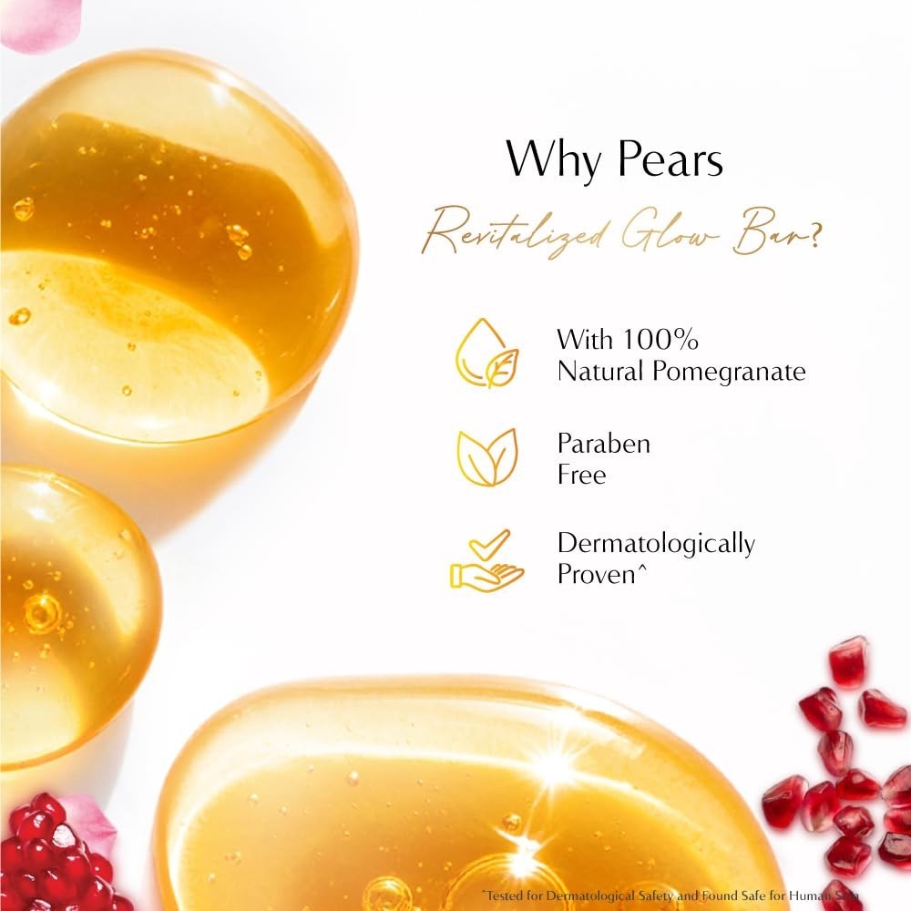 Pears Original Glycerin Soap Bar 125g x4 Pomegranate Revitalized Glow
