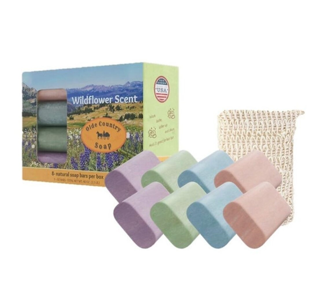 Amish Handmade Natural Soap Bars 8 Pack Wildflower Scented Soap For Face & Body