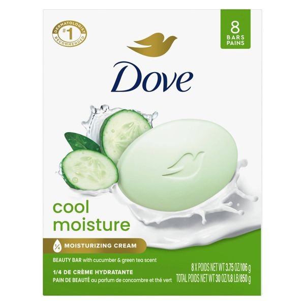 Dove Beauty Cool Moisture Beauty Bar Soap – Cucumber & Green Tea – 8pk – 3.75oz
